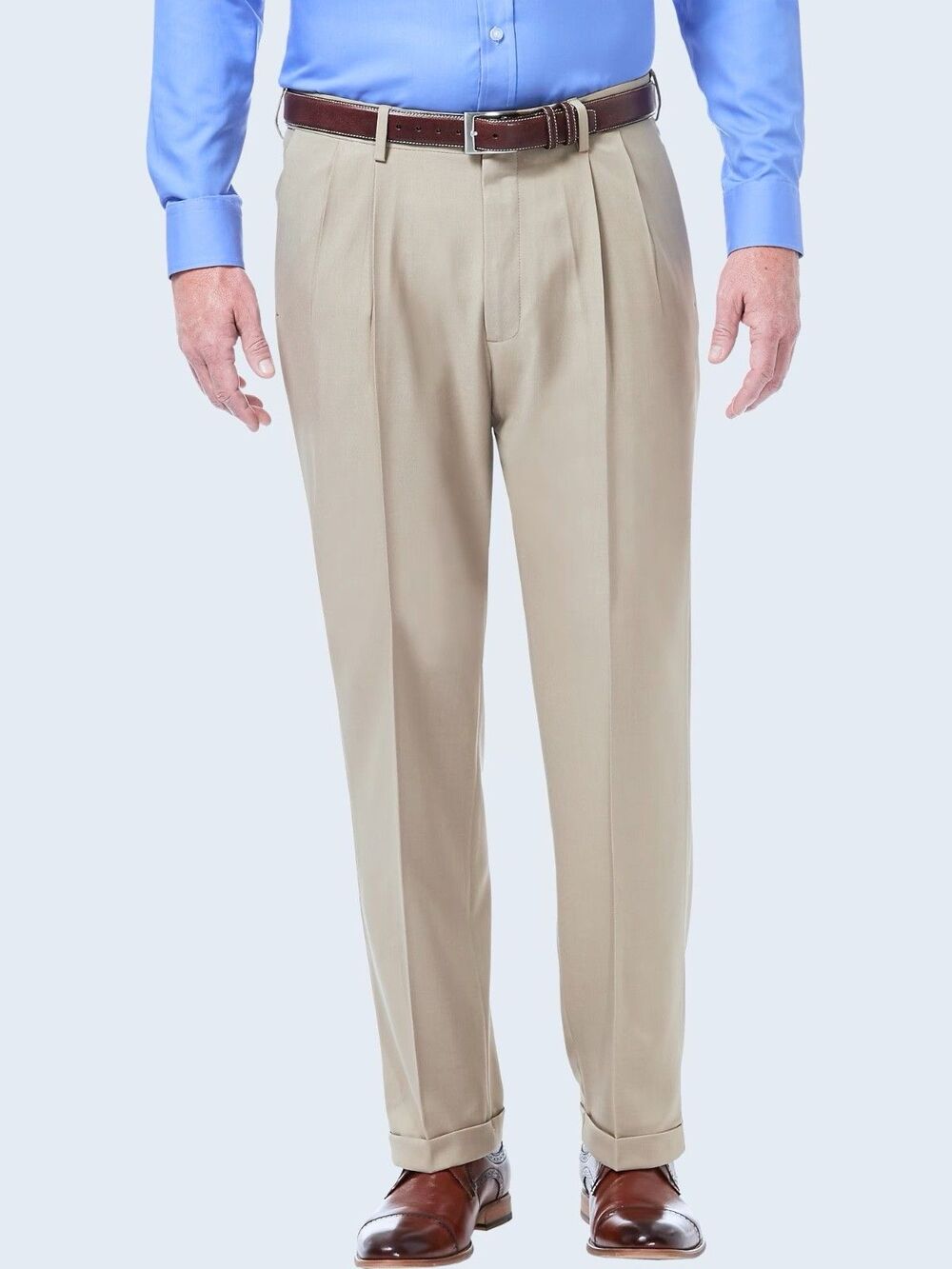 NWT Saddlebred Elastic Comfort Waist Pleated Cuffed Khaki Pants Men Size 40x32